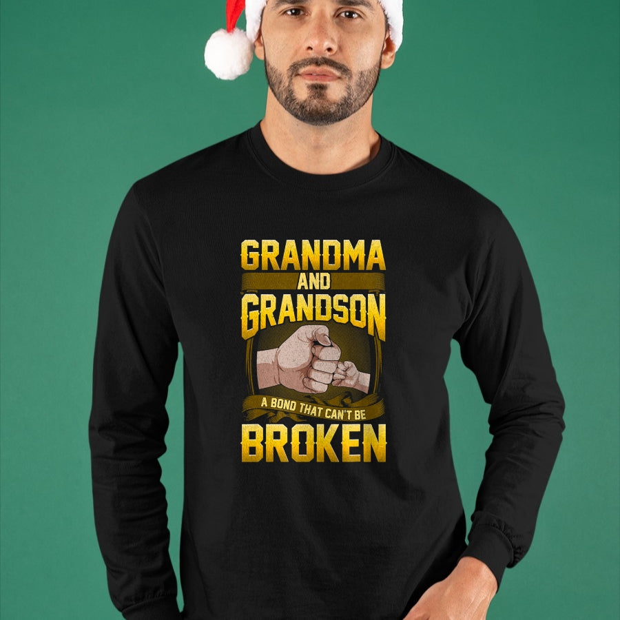 Best Grandma Shirt, Proud Grandma Unisex T-Shirt/Hoodie/Sweatshirt HLT00 - Grandma And Grandson A Bond That Can't Be Broken Shirt Gift T-Shirt