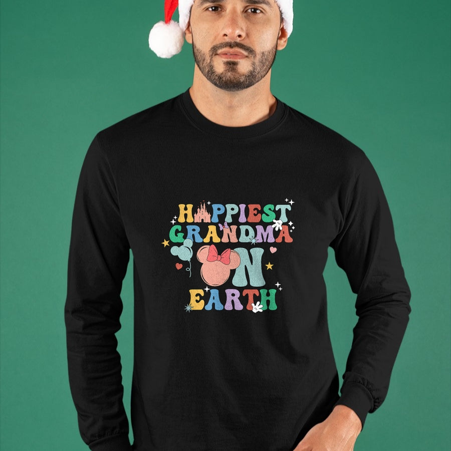 Best Grandma Shirt, Proud Grandma Unisex T-Shirt/Hoodie/Sweatshirt HLT00 - Groovy Happiest Grandma On Earth T-Shirt