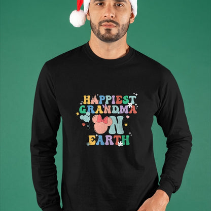 Best Grandma Shirt, Proud Grandma Unisex T-Shirt/Hoodie/Sweatshirt HLT00 - Groovy Happiest Grandma On Earth T-Shirt