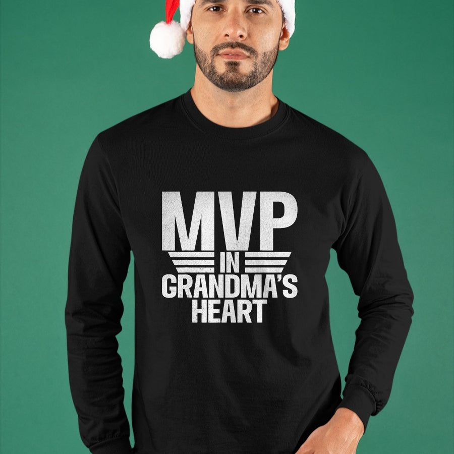 Best Grandma Shirt, Proud Grandma Unisex T-Shirt/Hoodie/Sweatshirt HLT00 - MVP in Grandmas Heart Grandson T-Shirt