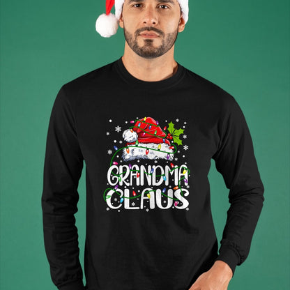 Best Grandma Shirt, Proud Grandma Unisex T-Shirt/Hoodie/Sweatshirt HLT00 - Grandma Claus Christmas Lights Pajama Family Matching T-Shirt