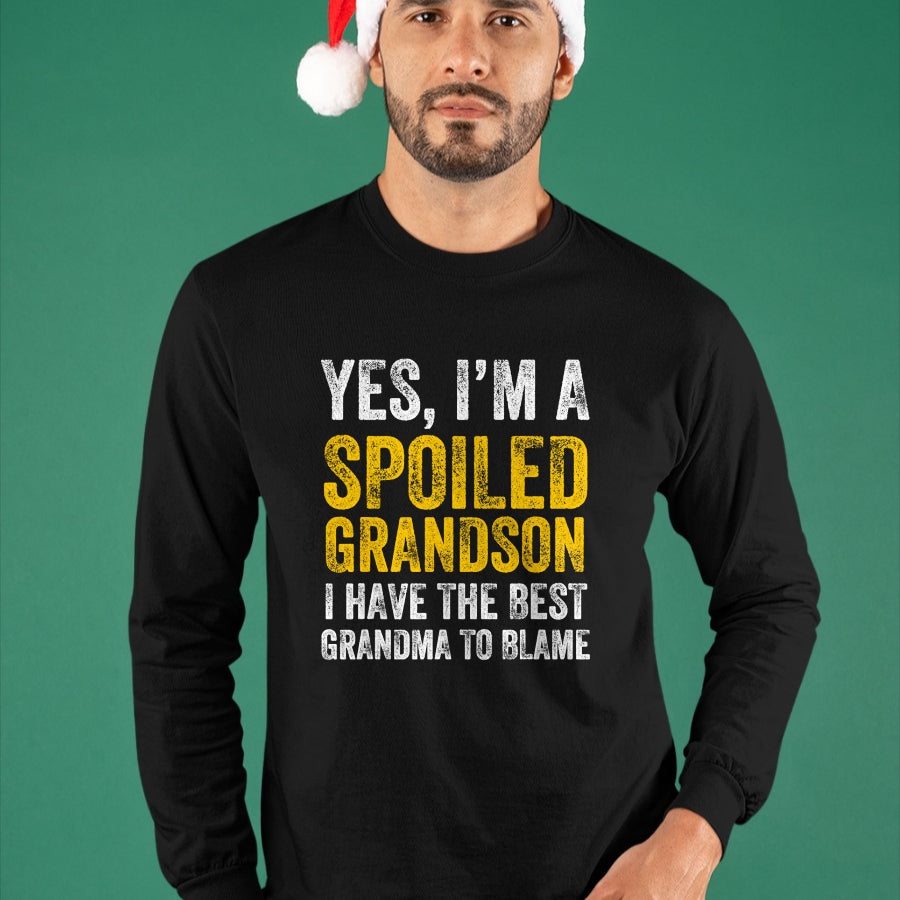 Best Grandma Shirt, Proud Grandma Unisex T-Shirt/Hoodie/Sweatshirt HLT00 - Yes I'm a Spoiled Grandson T-Shirt