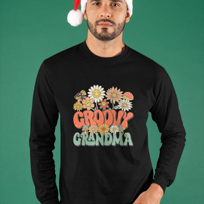 Best Grandma Shirt, Proud Grandma Unisex T-Shirt/Hoodie/Sweatshirt HLT00 - Groovy Grandma Floral Hippie Retro Daisy Flower Mother's Day T-Shirt