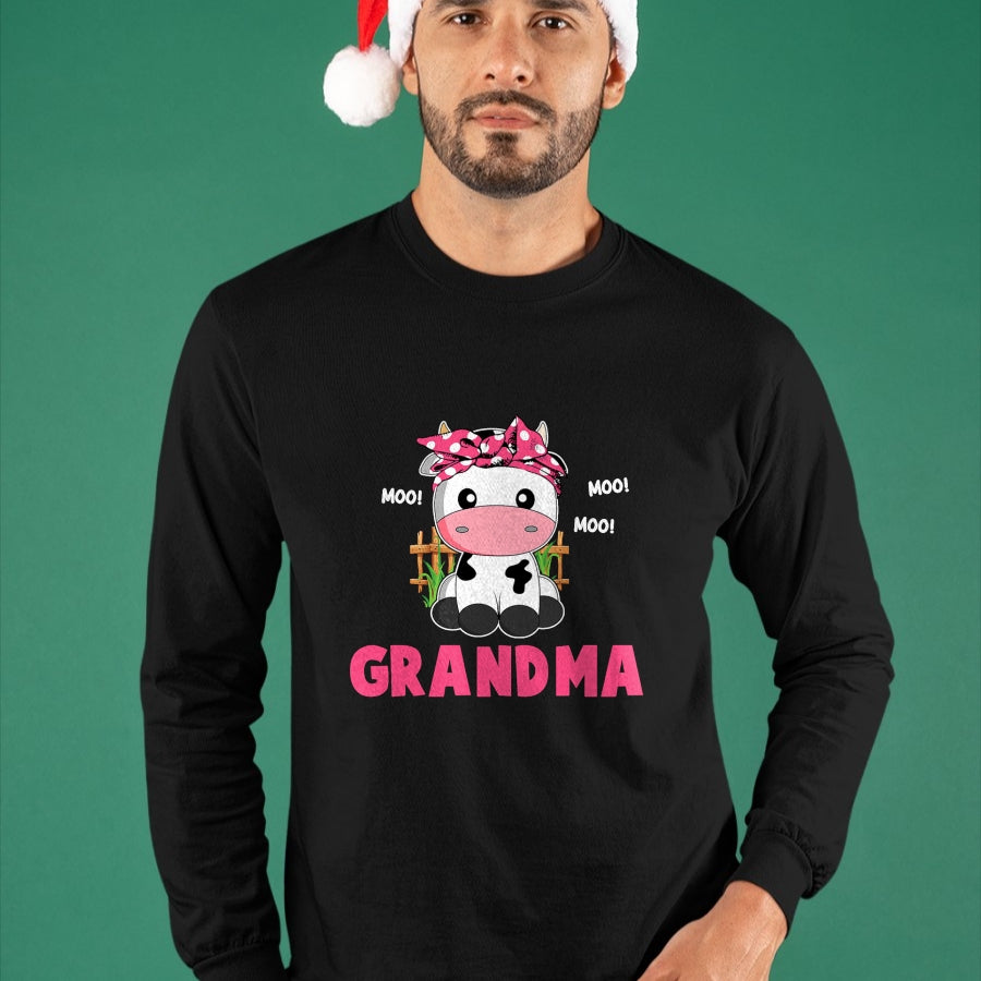 Best Grandma Shirt, Proud Grandma Unisex T-Shirt/Hoodie/Sweatshirt HLT00 - Funny Grandma Cow Cute Cow Farmer Birthday Matching Family T-Shirt
