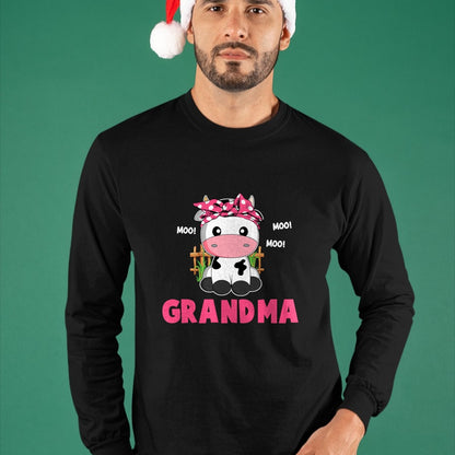 Best Grandma Shirt, Proud Grandma Unisex T-Shirt/Hoodie/Sweatshirt HLT00 - Funny Grandma Cow Cute Cow Farmer Birthday Matching Family T-Shirt