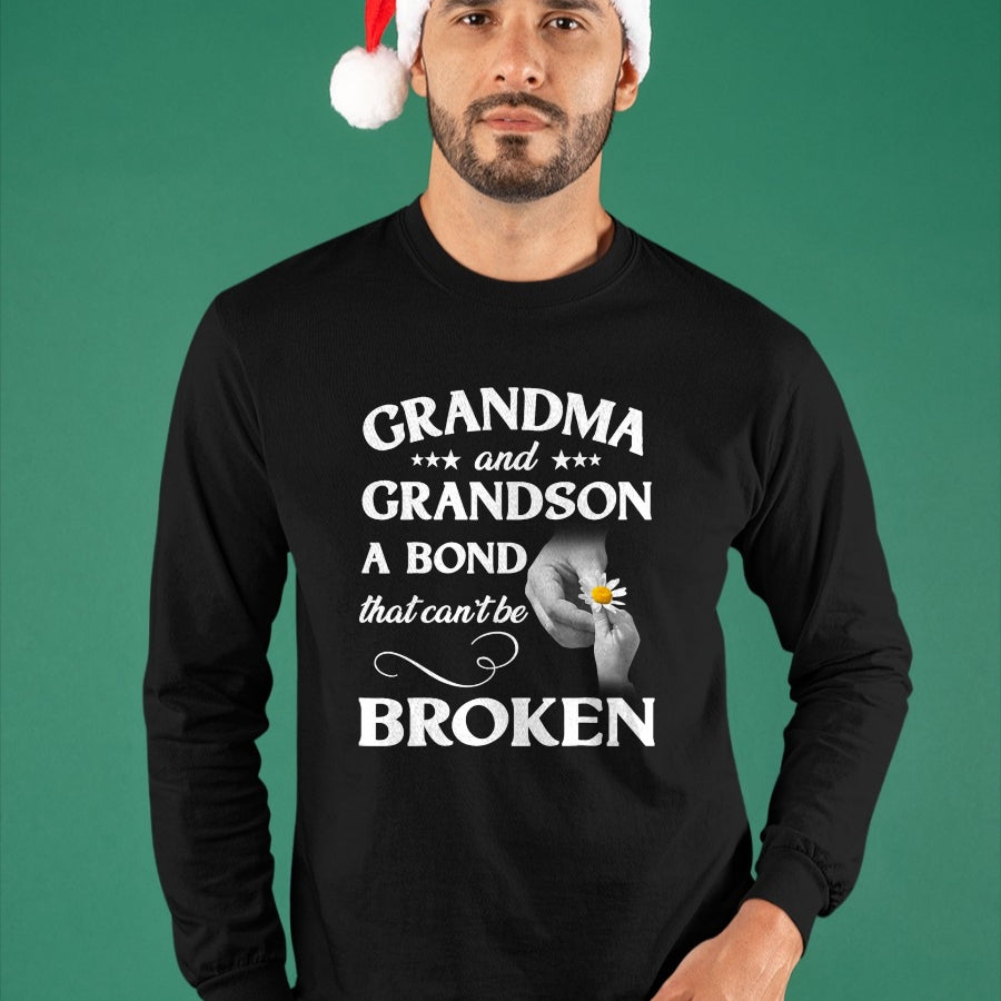 Best Grandma Shirt, Proud Grandma Unisex T-Shirt/Hoodie/Sweatshirt HLT00 - Grandma and Grandson A Bond That Can't Be Broken T-Shirt