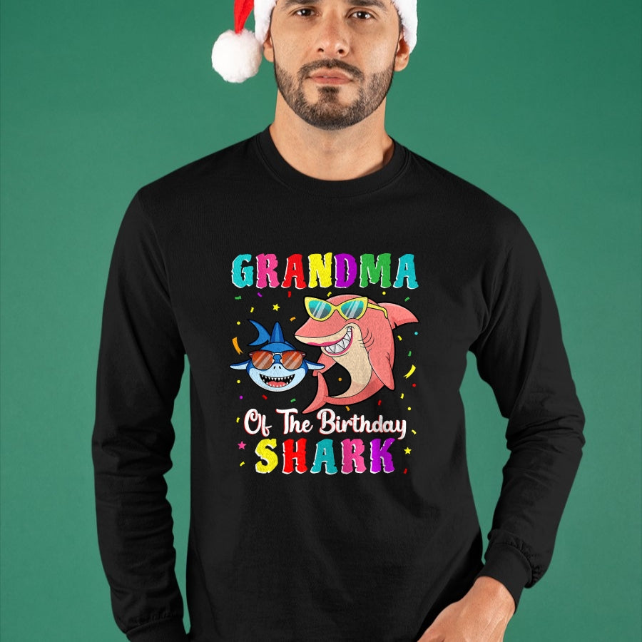 Best Grandma Shirt, Proud Grandma Unisex T-Shirt/Hoodie/Sweatshirt HLT00 - Grandma Of The Shark Birthday Family Birthday Grandson T-Shirt
