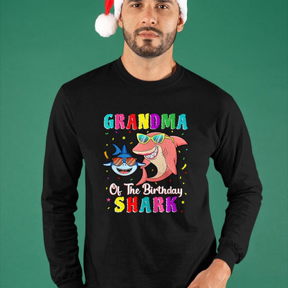 Best Grandma Shirt, Proud Grandma Unisex T-Shirt/Hoodie/Sweatshirt HLT00 - Grandma Of The Shark Birthday Family Birthday Grandson T-Shirt