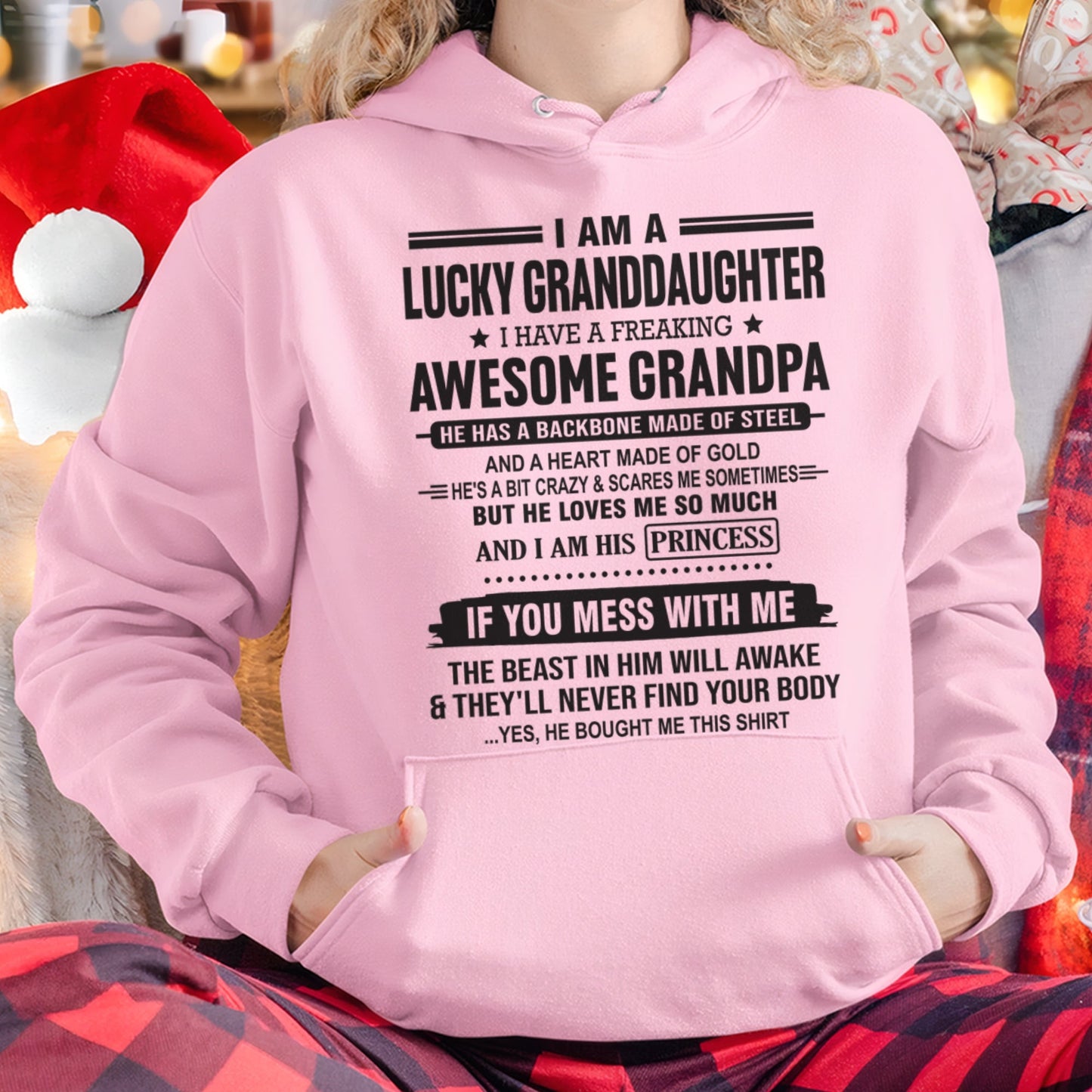 I Am A Lucky Granddaughter T-Shirt – Birthday Gift From Grandpa / Man - LUNA00 (SKU11-122-00)