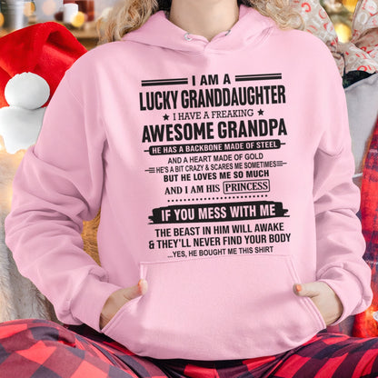 I Am A Lucky Granddaughter T-Shirt – Birthday Gift From Grandpa / Man - LUNA00 (SKU11-122-00)