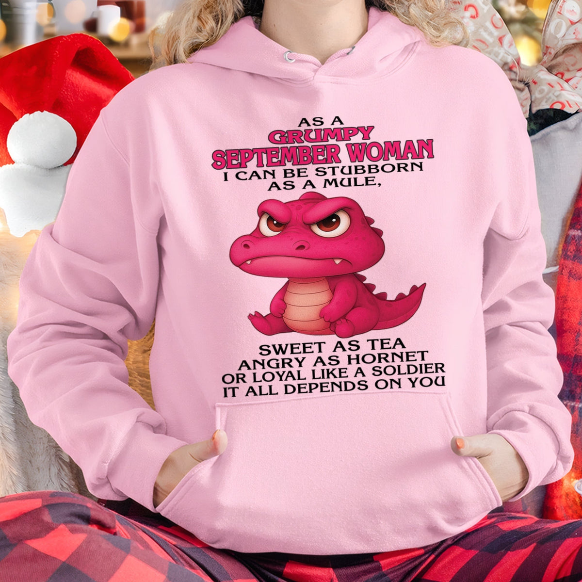 Born in September – Grumpy Woman Quote Funny Alligator Design, Stubborn Sweet Angry Loyal – FMA LUNA09 (SKU09-31-09)