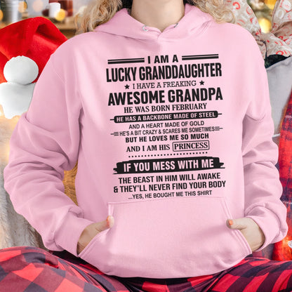 I Am A Lucky Granddaughter T-Shirt – Birthday Gift From February Grandpa / Man - LUNA02 (SKU11-122-02)