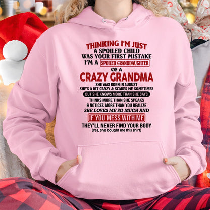 AUGUST - I'M A SPOILED GRANDDAUGHTER OF A CRAZY GRANDMA - From Grandma - LUNA08 (SKU-GMD1-NTT08)