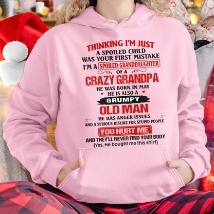 Spoiled Granddaughter of a Crazy Grandpa Shirt – Birthday Gift from May Grandpa / Man - LUNA05 (SKU12-200-05)