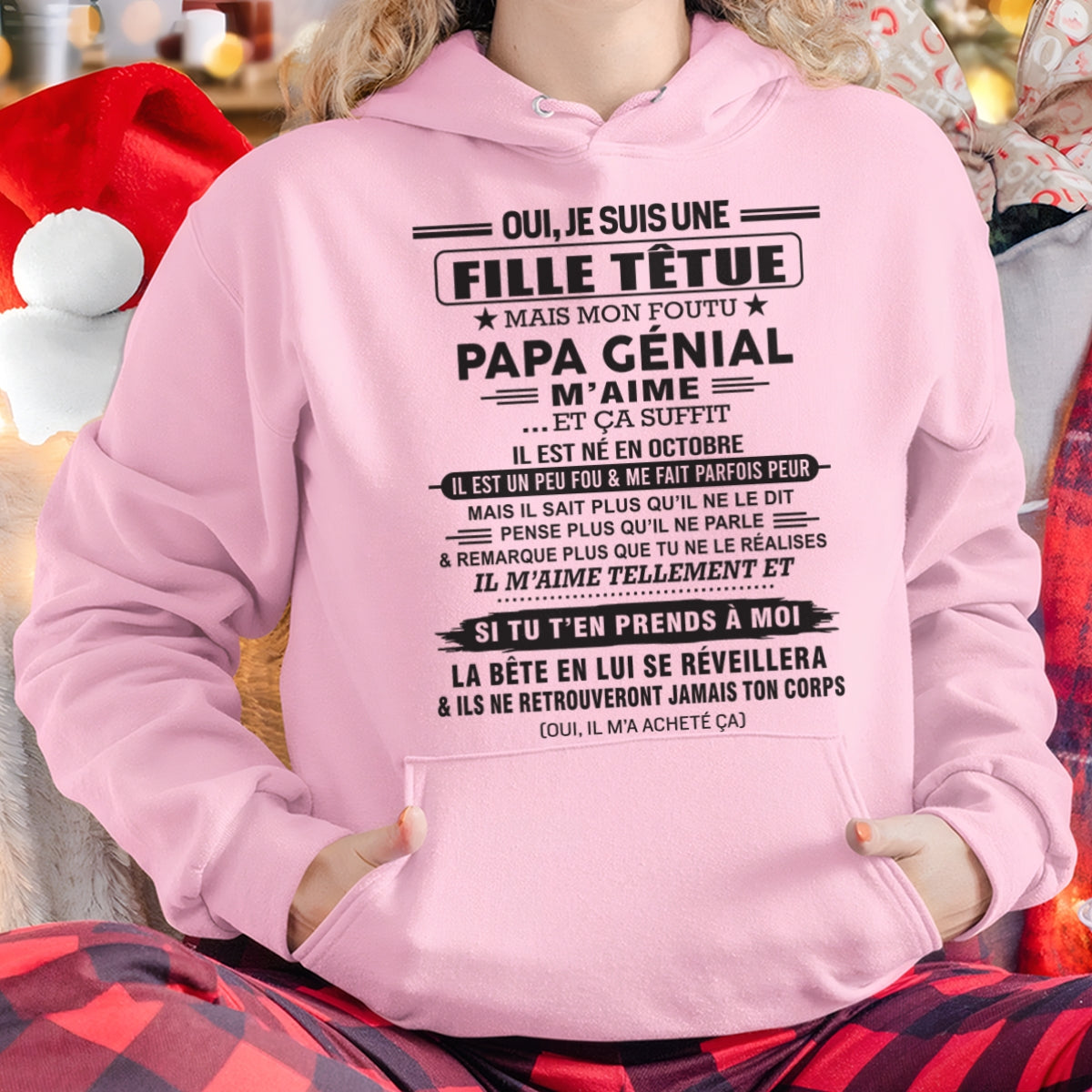 OCTOBRE - Oui, je suis une fille têtue – T-shirt | Cadeau d’anniversaire de papa pour sa fille - LUNA10 / fr10 (SKU12-214-10)