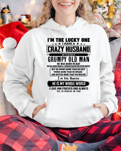May - I am Lucky One I Have A Crazy Husband - Gift for Wife From Husband - LUNA05 (SKUT-LUCKYONE-05)