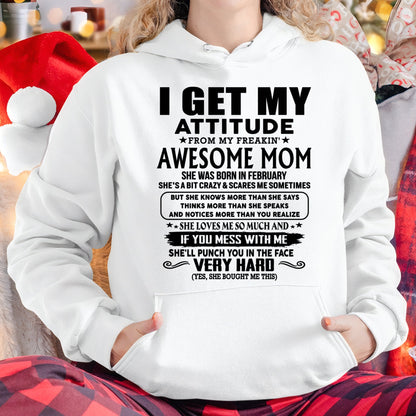 Thanks Mom - I GET MY ATTITUDE FROM MY FREAKIN' AWESOME MOM - Gift for Son and Daughter From Mom - LUNA02 (SKU-TMD-CU-02)