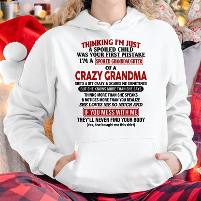 I'M A SPOILED GRANDDAUGHTER OF A CRAZY GRANDMA - From Grandma - LUNA00 (SKU-GMD1-NTT00)