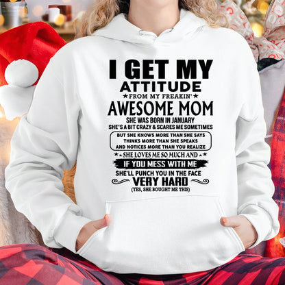 Thanks Mom - I GET MY ATTITUDE FROM MY FREAKIN' AWESOME MOM - Gift for Son and Daughter From Mom - LUNA01 (SKU-TMD-CU-01)