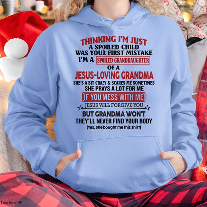 Christian Girl Shirt – Spoiled by Grandma – From Grandma to Granddaughter LUNA00 (SKU07-181-00)