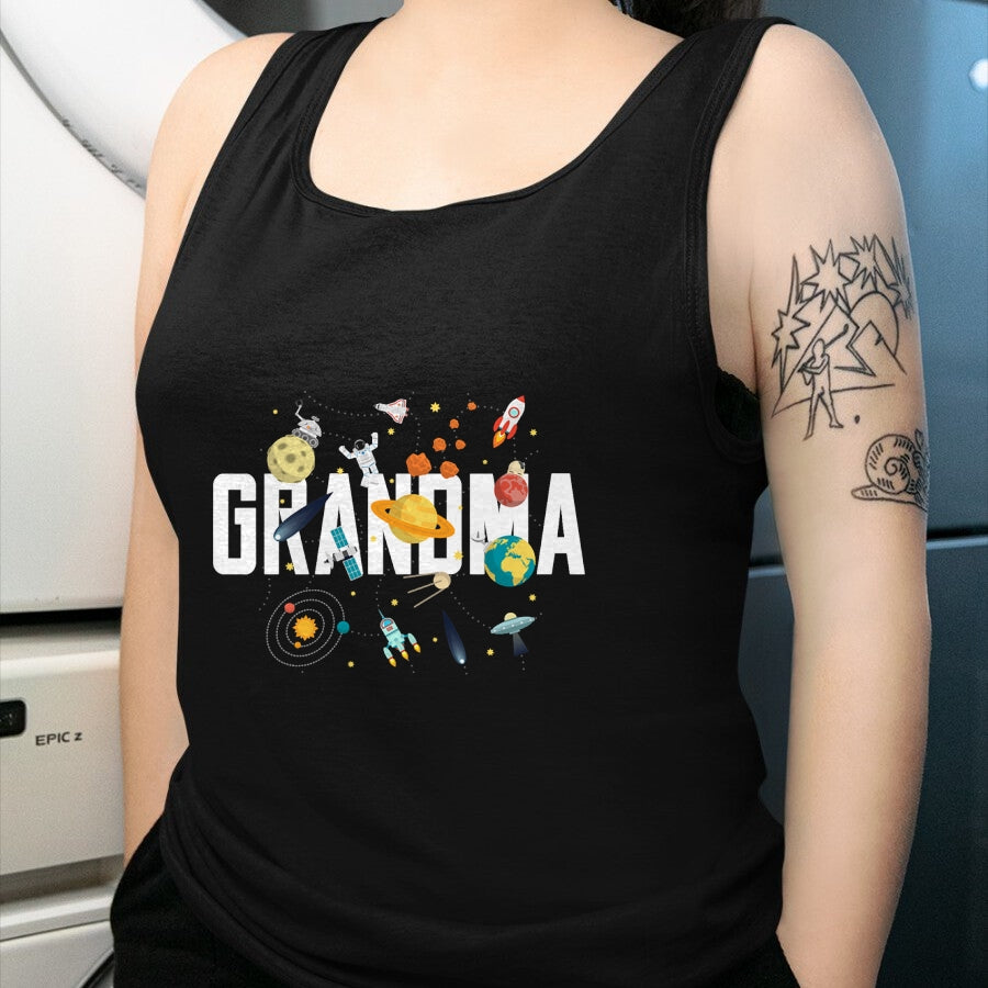 Best Grandma Shirt, Proud Grandma Unisex T-Shirt/Hoodie/Sweatshirt HLT00 - Grandma Outer Space Birthday Party Grandson B-Day Matching T-Shirt