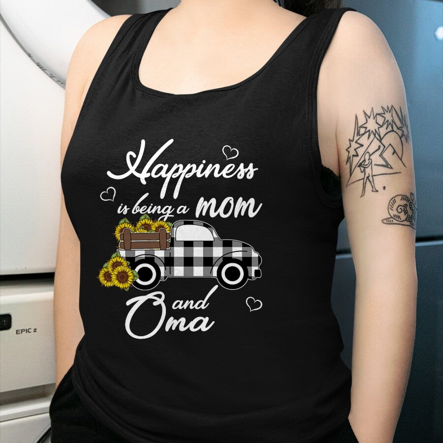 Best Grandma Shirt, Proud Grandma Unisex T-Shirt/Hoodie/Sweatshirt HLT00 - Sunflower Grandma Shirt Happiness is being a Mom and Oma T-Shirt