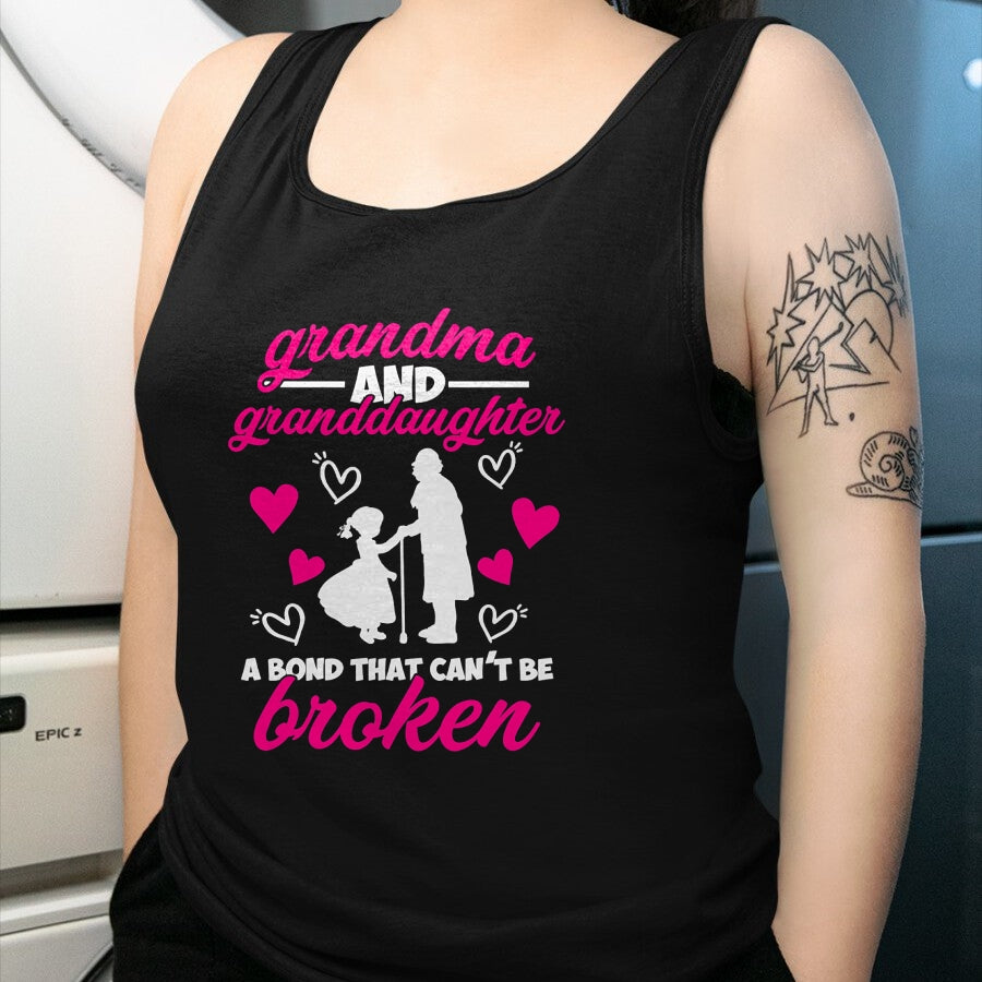 Best Grandma Shirt, Proud Grandma Unisex T-Shirt/Hoodie/Sweatshirt HLT00 - Cute Grandma And Granddaughter A Bond That Can't Be Broken T-Shirt