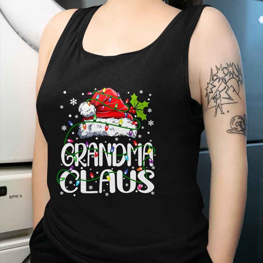 Best Grandma Shirt, Proud Grandma Unisex T-Shirt/Hoodie/Sweatshirt HLT00 - Grandma Claus Christmas Lights Pajama Family Matching T-Shirt