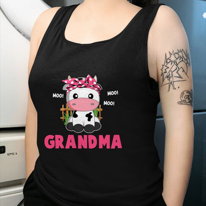 Best Grandma Shirt, Proud Grandma Unisex T-Shirt/Hoodie/Sweatshirt HLT00 - Funny Grandma Cow Cute Cow Farmer Birthday Matching Family T-Shirt