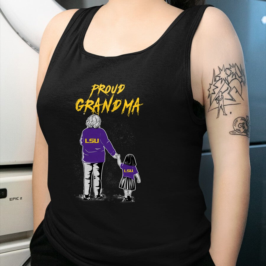 Best Grandma Shirt, Proud Grandma Unisex T-Shirt/Hoodie/Sweatshirt HLT00 - LSU Tigers Proud Grandma LSU Granddaughter T-Shirt
