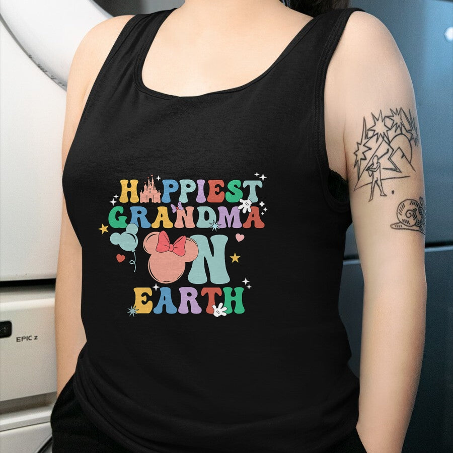 Best Grandma Shirt, Proud Grandma Unisex T-Shirt/Hoodie/Sweatshirt HLT00 - Groovy Happiest Grandma On Earth T-Shirt