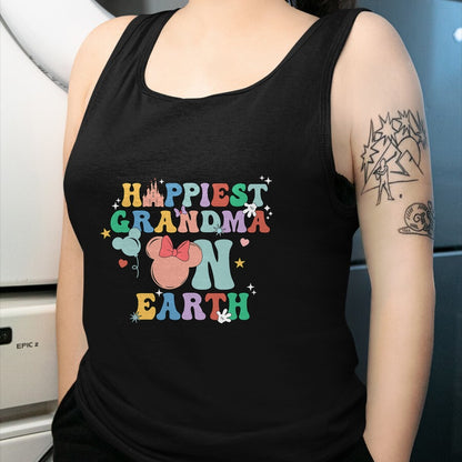 Best Grandma Shirt, Proud Grandma Unisex T-Shirt/Hoodie/Sweatshirt HLT00 - Groovy Happiest Grandma On Earth T-Shirt
