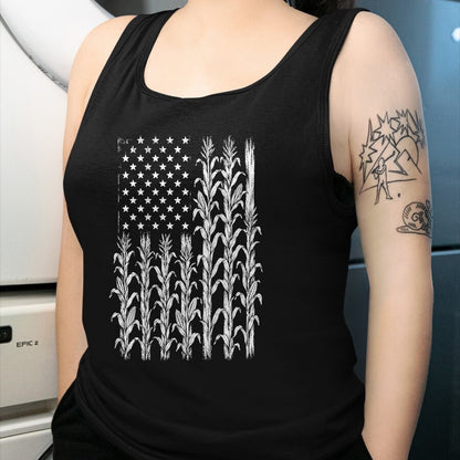 Best Farmer Life Shirt, Funny Farmer UnisexT-Shirt/Hoodie/Sweatshirt HLT00 - American Flag Corn Field Farmer Patriotic (on Back) T-Shirt (3)
