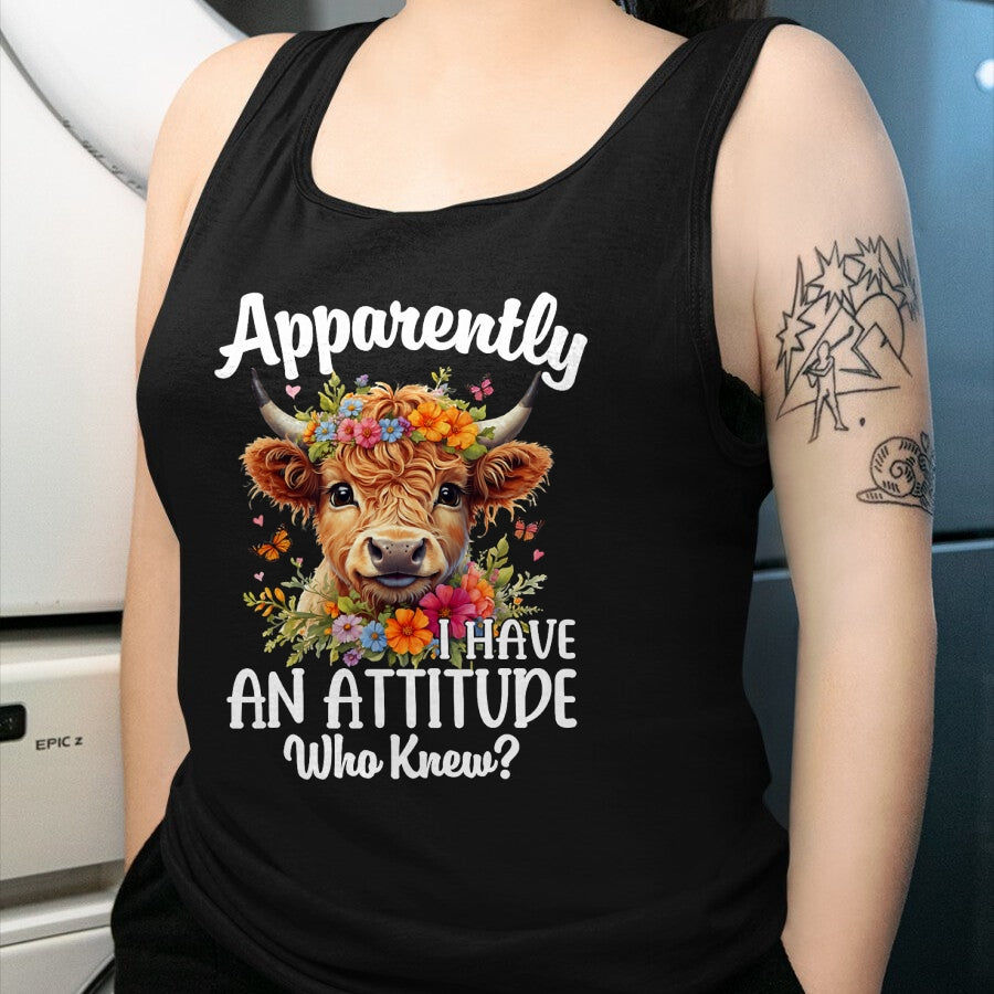Best Farmer Life Shirt, Funny Farmer UnisexT-Shirt/Hoodie/Sweatshirt HLT00 - Apparently I Have an Attitude Who Knew Highland Cow Print T-Shirt