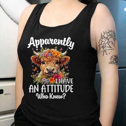 Best Farmer Life Shirt, Funny Farmer UnisexT-Shirt/Hoodie/Sweatshirt HLT00 - Apparently I Have an Attitude Who Knew Highland Cow Print T-Shirt