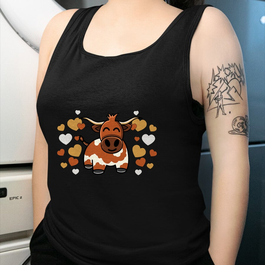 Best Farmer Life Shirt, Funny Farmer UnisexT-Shirt/Hoodie/Sweatshirt HLT00 - Cute Longhorn Cow With Hearts for Longhorn Cow Lovers T-Shirt