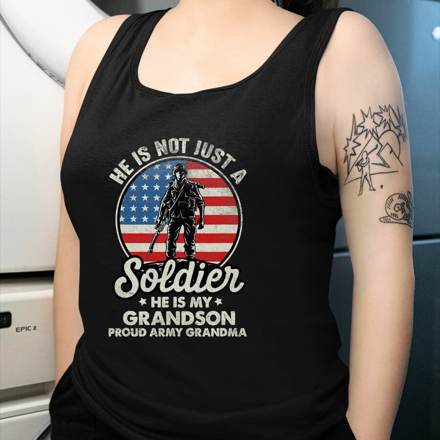 Best Grandma Shirt, Proud Grandma Unisex T-Shirt/Hoodie/Sweatshirt HLT00 - My Grandson Is A Soldier Quote Proud Army Grandma T-Shirt