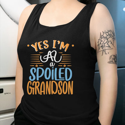 Best Grandma Shirt, Proud Grandma Unisex T-Shirt/Hoodie/Sweatshirt HLT00 - yes I'm a spoiled grandson T-Shirt (5)