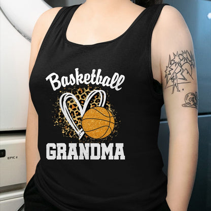 Best Grandma Shirt, Proud Grandma Unisex T-Shirt/Hoodie/Sweatshirt HLT00 - Basketball Grandma Leopard Heart T-Shirt