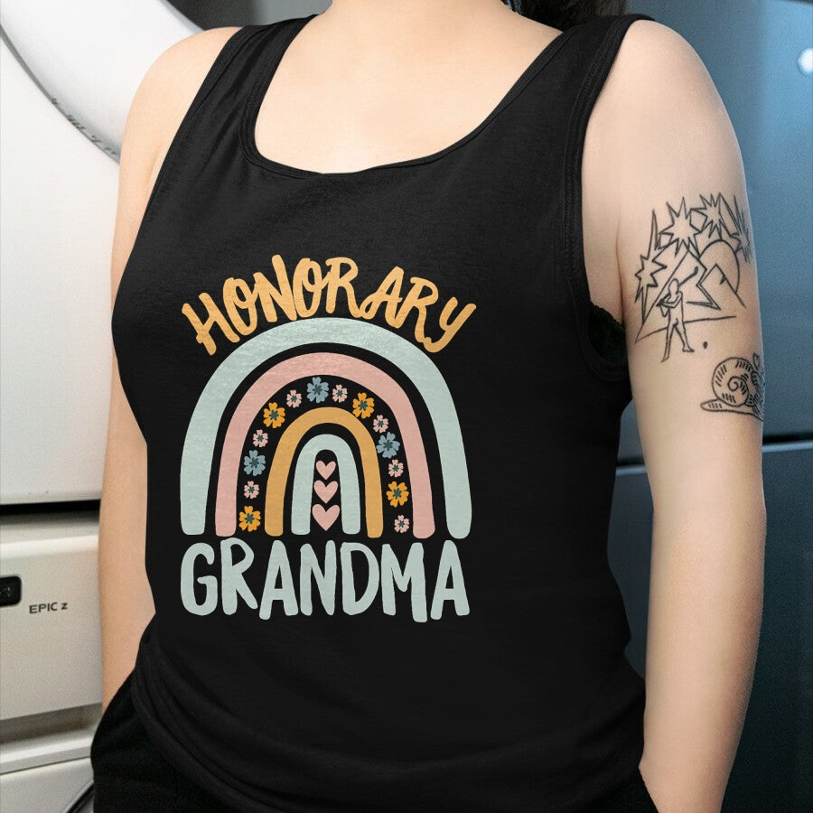 Best Grandma Shirt, Proud Grandma Unisex T-Shirt/Hoodie/Sweatshirt HLT00 - Honorary Grandma Foster Granddaughter Grandson Boho Rainbow T-Shirt