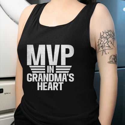 Best Grandma Shirt, Proud Grandma Unisex T-Shirt/Hoodie/Sweatshirt HLT00 - MVP in Grandmas Heart Grandson T-Shirt