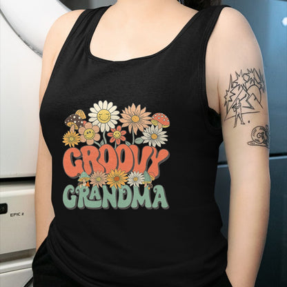 Best Grandma Shirt, Proud Grandma Unisex T-Shirt/Hoodie/Sweatshirt HLT00 - Groovy Grandma Floral Hippie Retro Daisy Flower Mother's Day T-Shirt