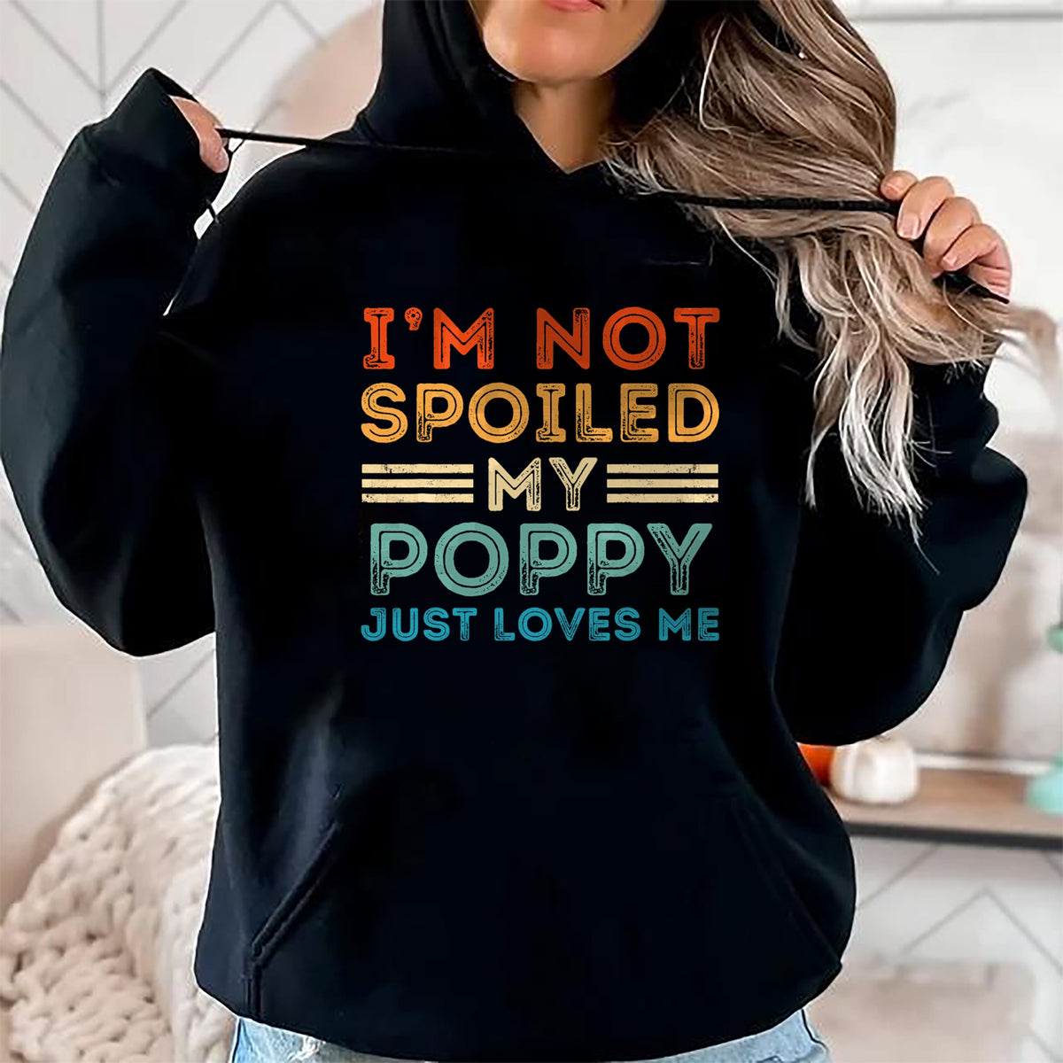 Best Grandma Shirt, Proud Grandma Unisex T-Shirt/Hoodie/Sweatshirt HLT00 - I'm Not Spoiled My Poppy Just Loves Me Retro Kids Boys Tee T-Shirt