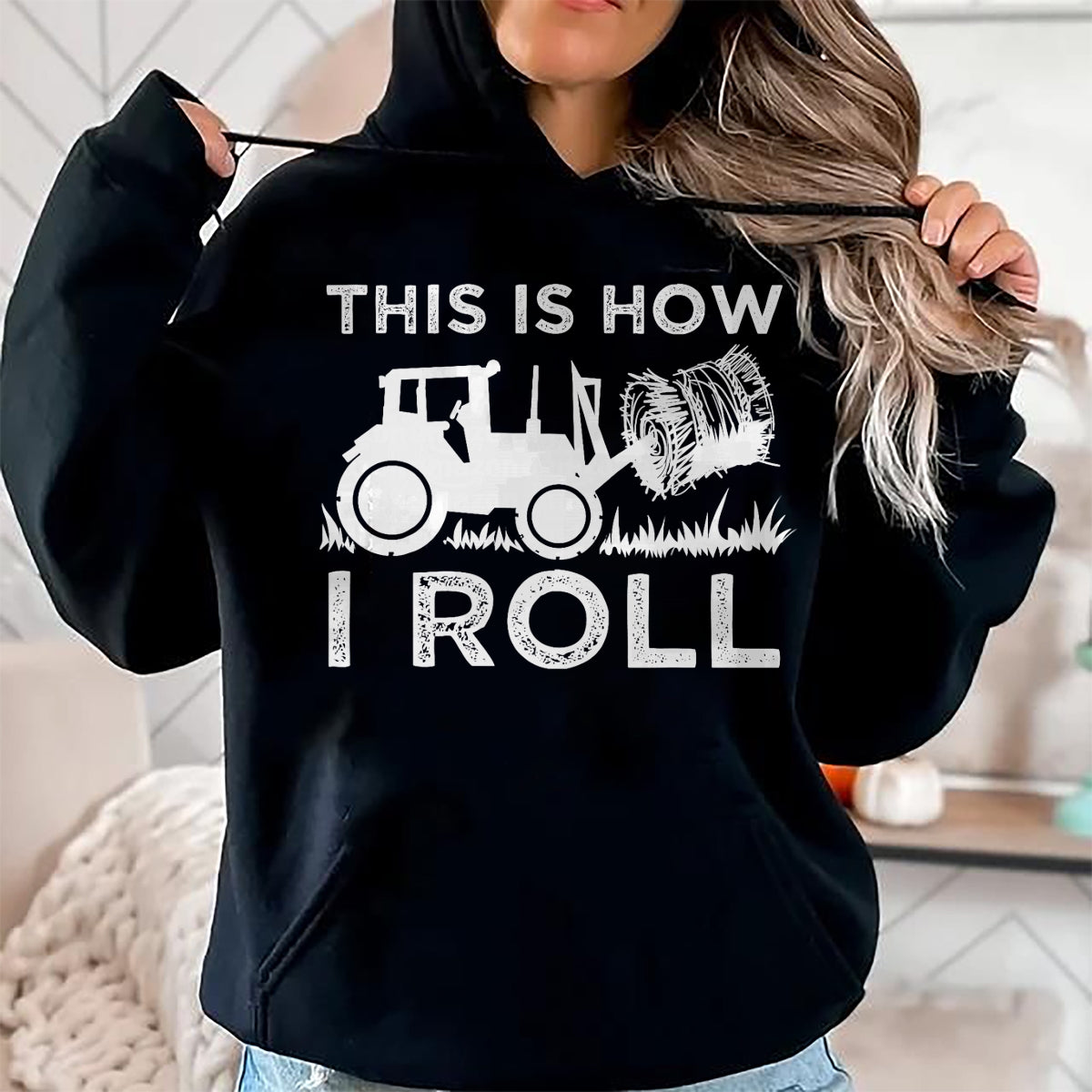 Best Farmer Life Shirt, Funny Farmer UnisexT-Shirt/Hoodie/Sweatshirt HLT00 - Cute Farm Vehicle Farming Humor Quote Lover Art Funny Hay Bale How I Roll Gift Cool Farmer Tractor D
