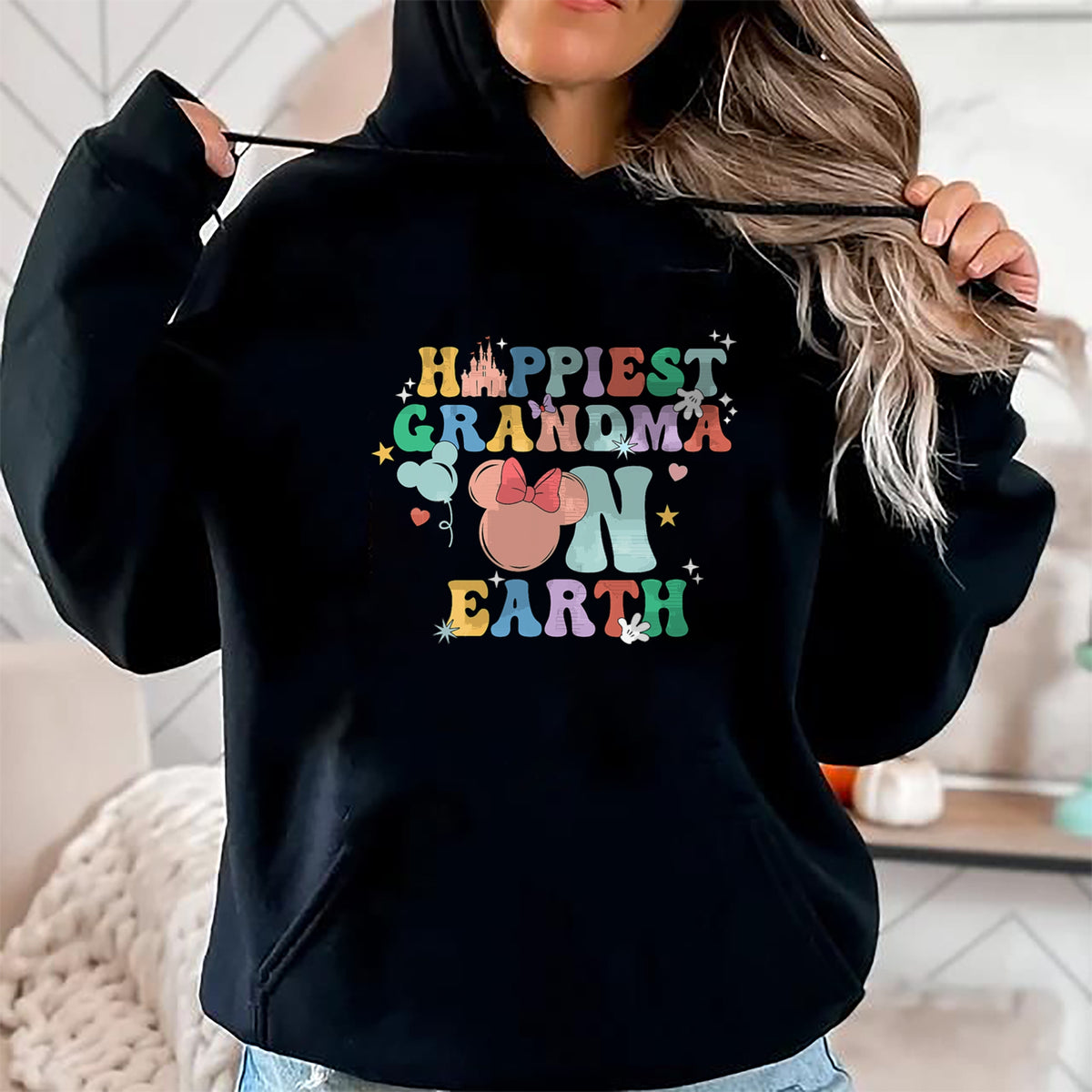 Best Grandma Shirt, Proud Grandma Unisex T-Shirt/Hoodie/Sweatshirt HLT00 - Groovy Happiest Grandma On Earth T-Shirt