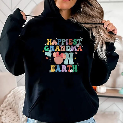 Best Grandma Shirt, Proud Grandma Unisex T-Shirt/Hoodie/Sweatshirt HLT00 - Groovy Happiest Grandma On Earth T-Shirt