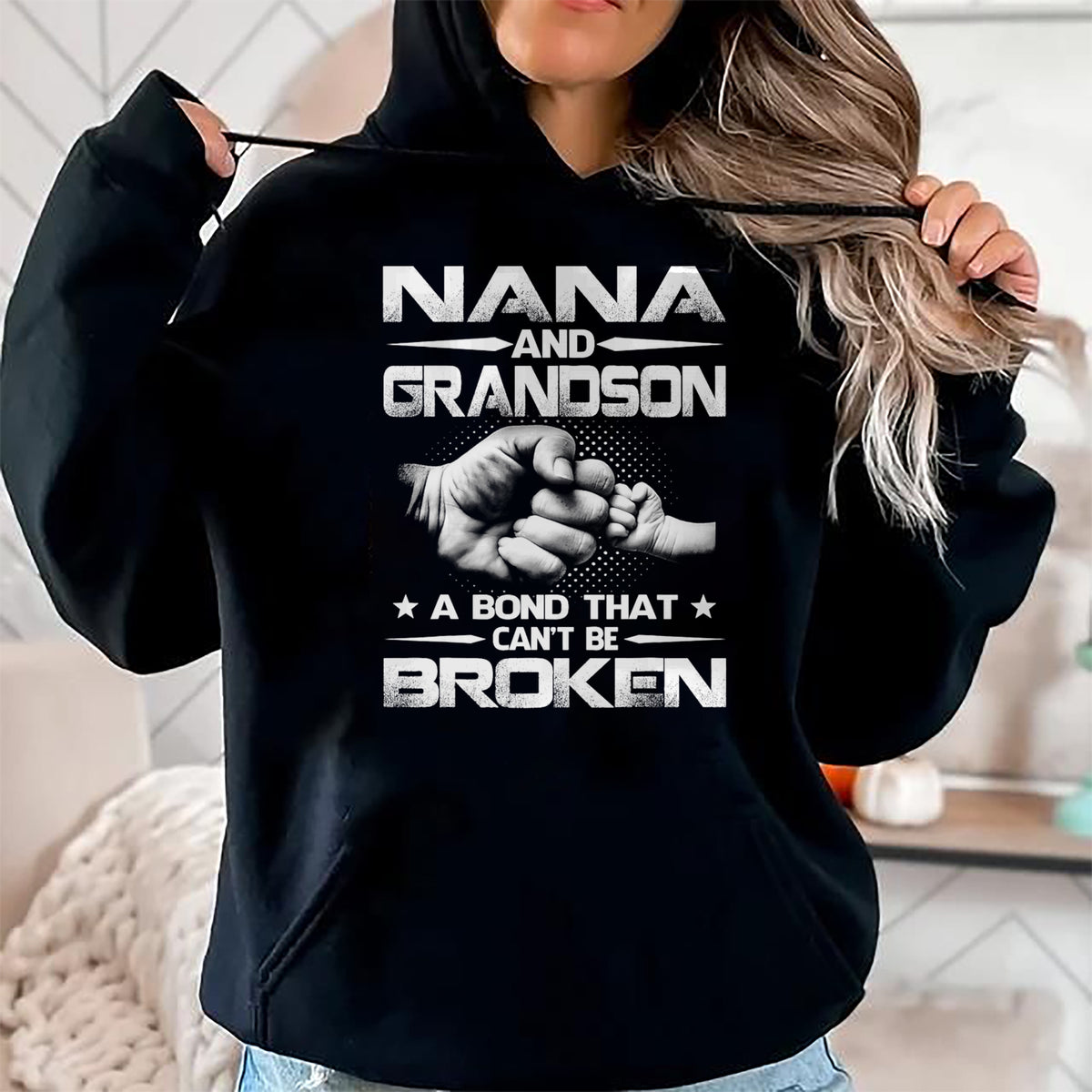 Best Grandma Shirt, Proud Grandma Unisex T-Shirt/Hoodie/Sweatshirt HLT00 - Nana And Grandson A Bond That Can't Be Broken T-Shirt