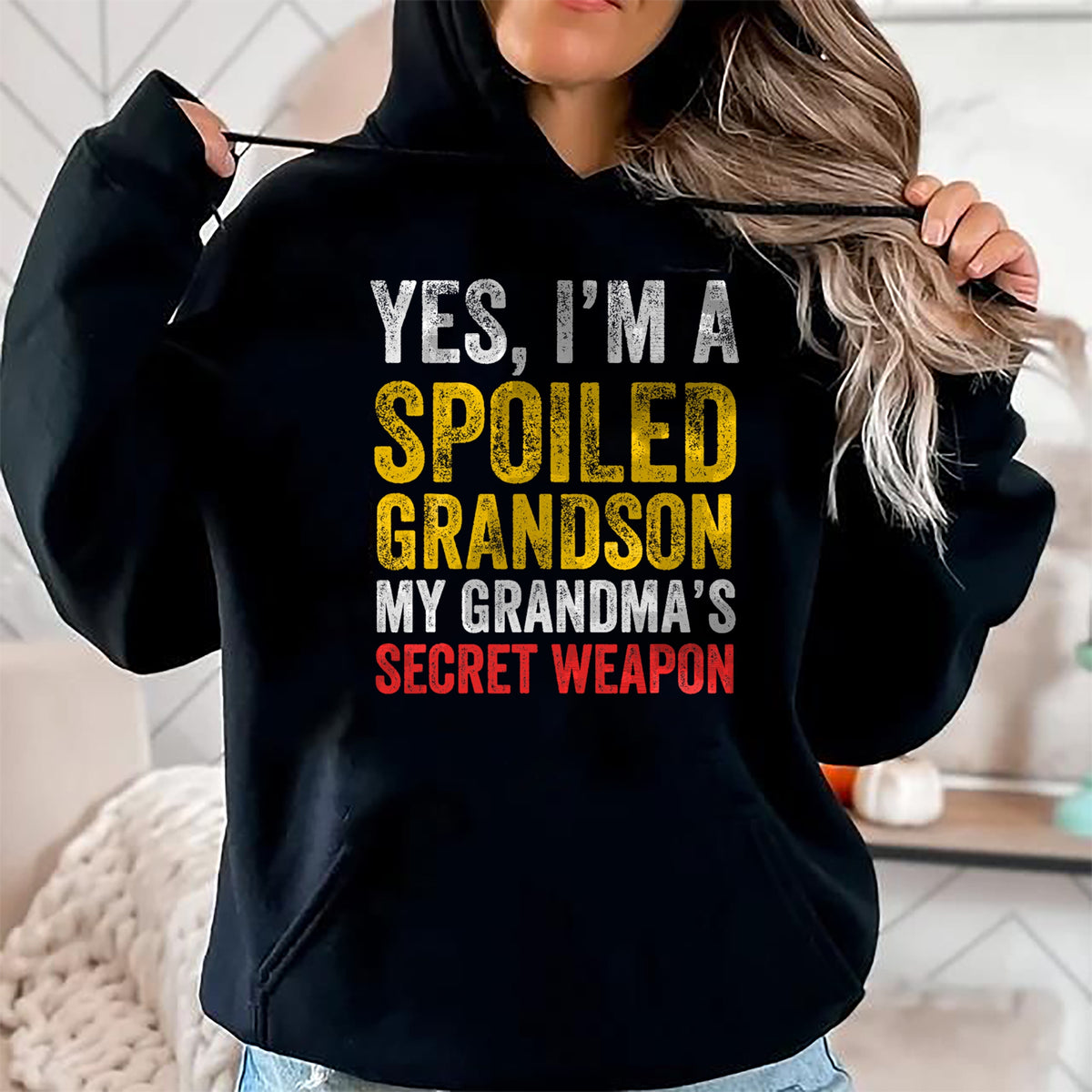 Best Grandma Shirt, Proud Grandma Unisex T-Shirt/Hoodie/Sweatshirt HLT00 - Yes I'm a Spoiled Grandson T-Shirt (1)