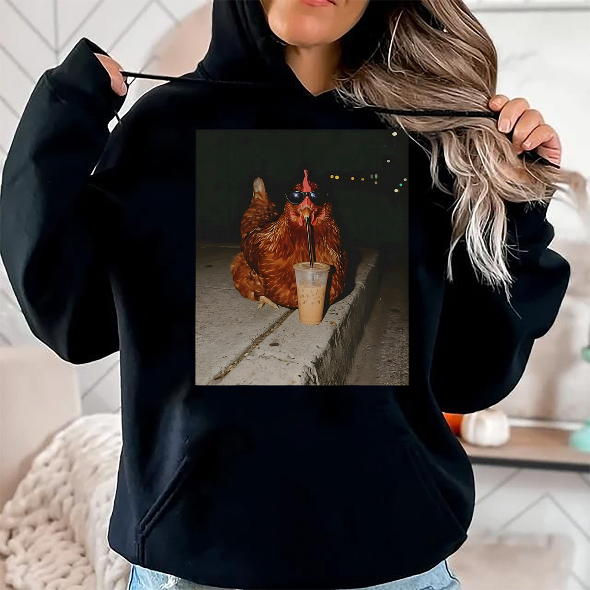 Best Farmer Life Shirt, Funny Farmer UnisexT-Shirt/Hoodie/Sweatshirt HLT00 - Chicken Drinking Iced Coffee Funny Chicken Lover Farmer T-Shirt (1)