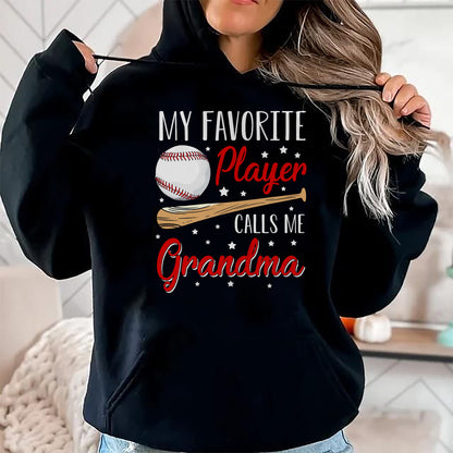 Best Grandma Shirt, Proud Grandma Unisex T-Shirt/Hoodie/Sweatshirt HLT00 - Baseball My Favorite Player Calls Me Grandma Heart T-Shirt